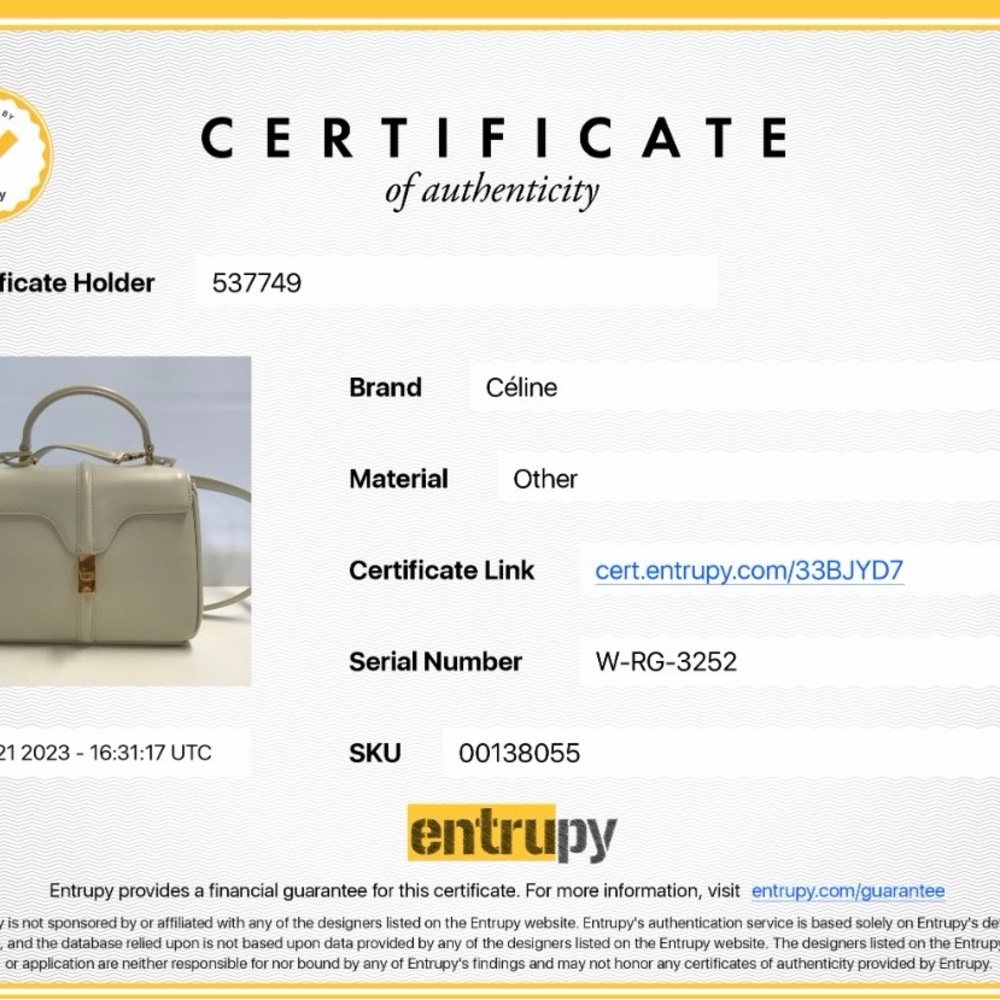 Celine MINI 16 IN SATINATED CALFSKIN in 
Cream with Gold Hardware - Picture 5 of 9